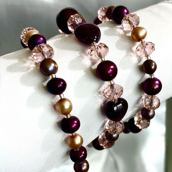 ZI# Striking Crystal, Quartz, Pearl & Silver Necklace - Picture 6 of 9